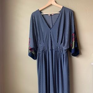 Mixed print empire waist dress